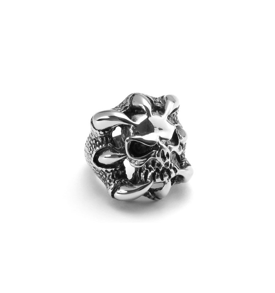 Bague Chevaliere homme acier tete de mort Bague Chevaliere homme acier tete de mort
