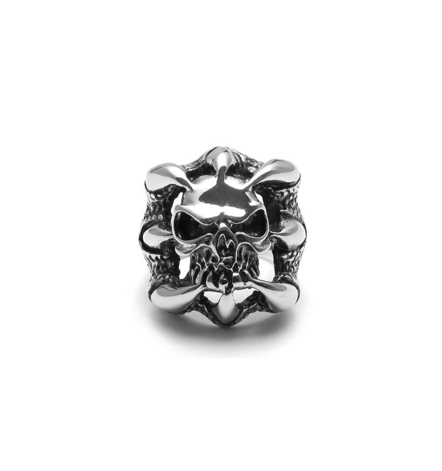 Bague Chevaliere homme acier tete de mort Bague Chevaliere homme acier tete de mort