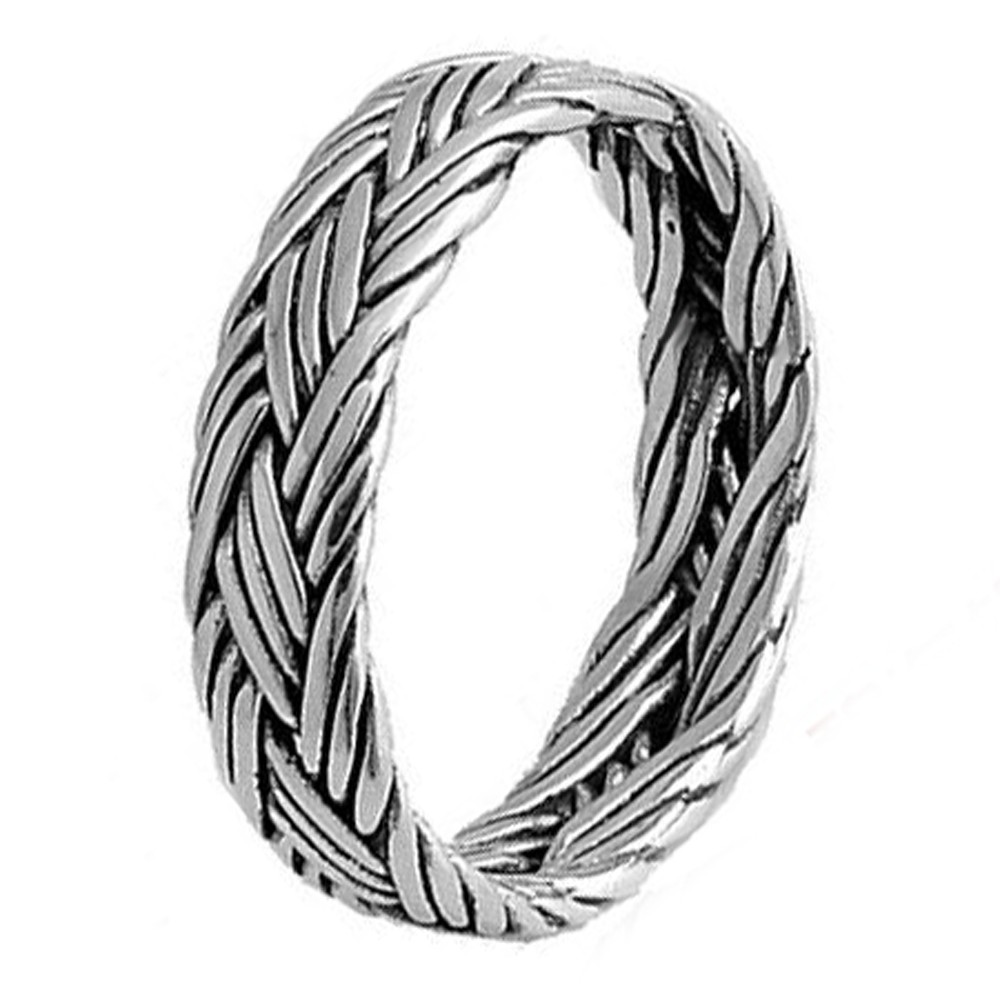 Bague homme femme argent tresse