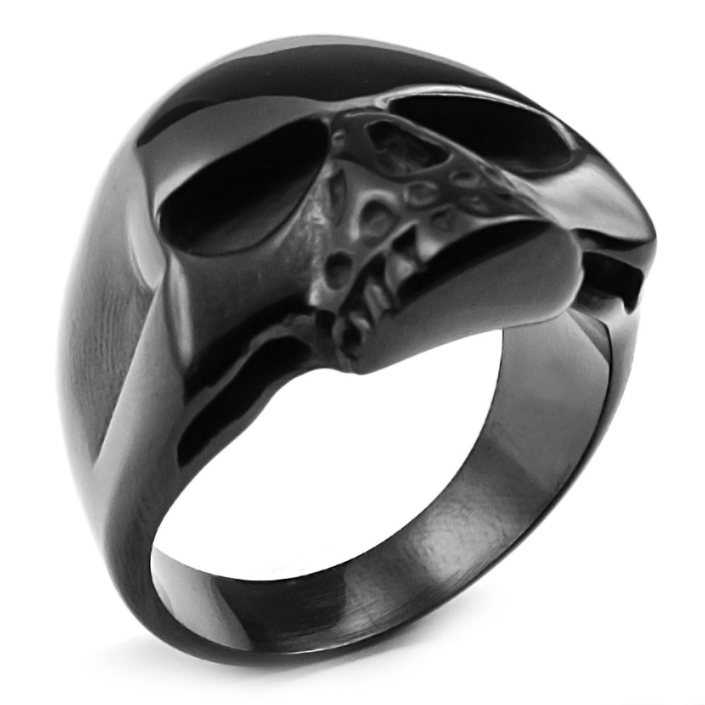 Bague homme tete de mort en acier IP Black