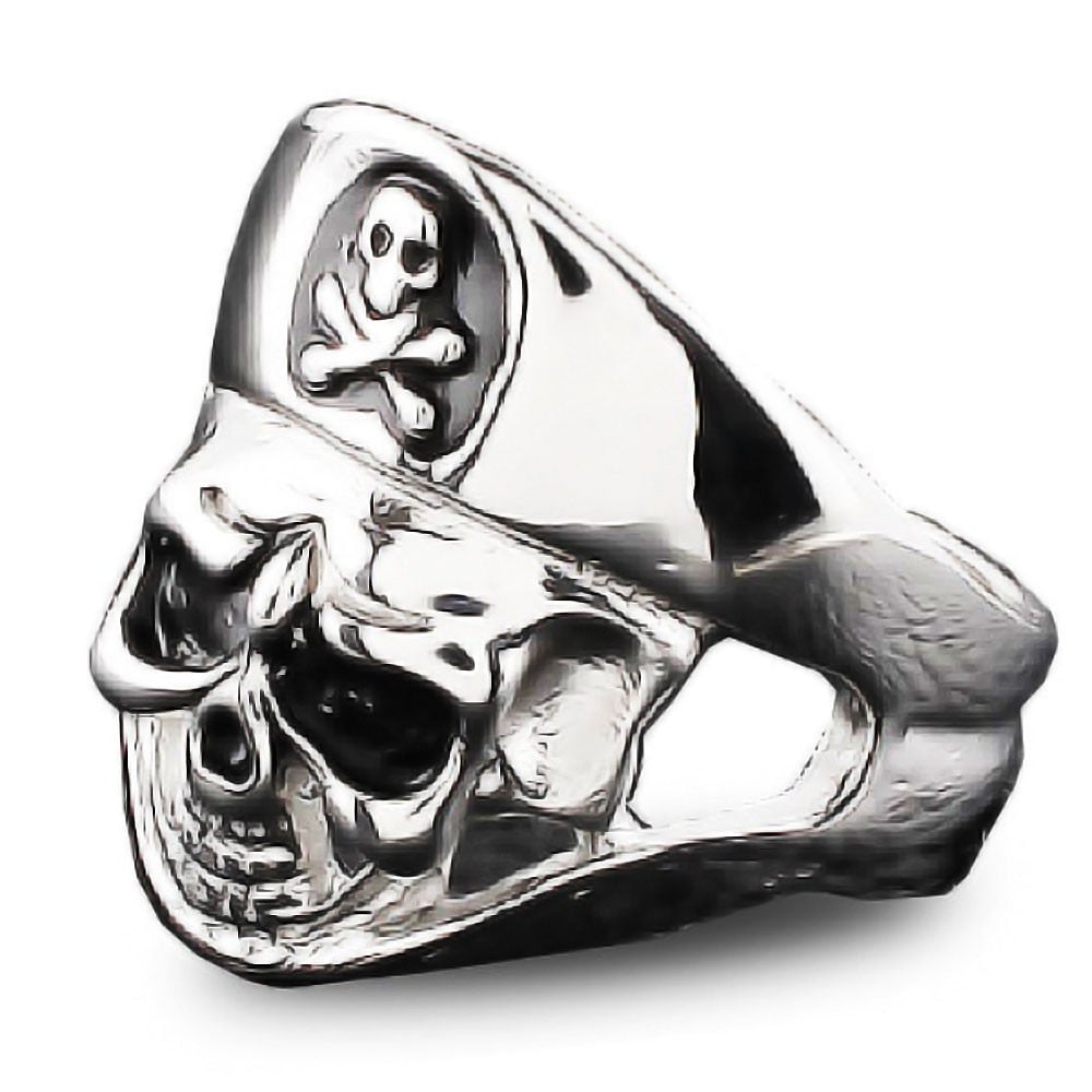 Bague homme Chevaliere acier tete de mort pirate Bague homme Chevaliere acier tete de mort pirate