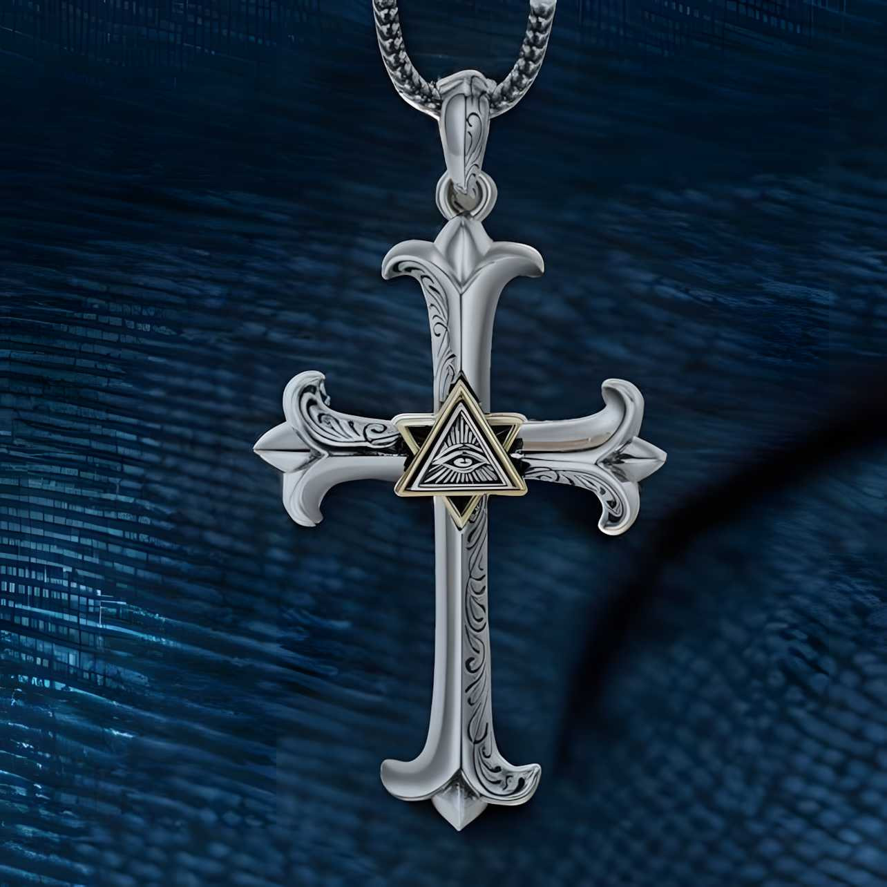 Men s Sterling Silver eye of providence Cross Pendant 1715