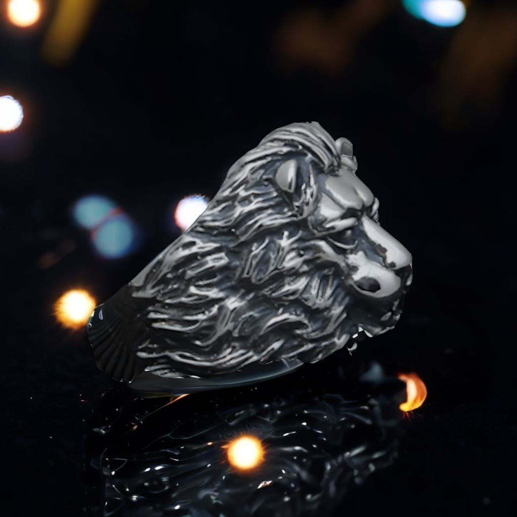 Bague Homme Argent Massif Tete de Lion 2541