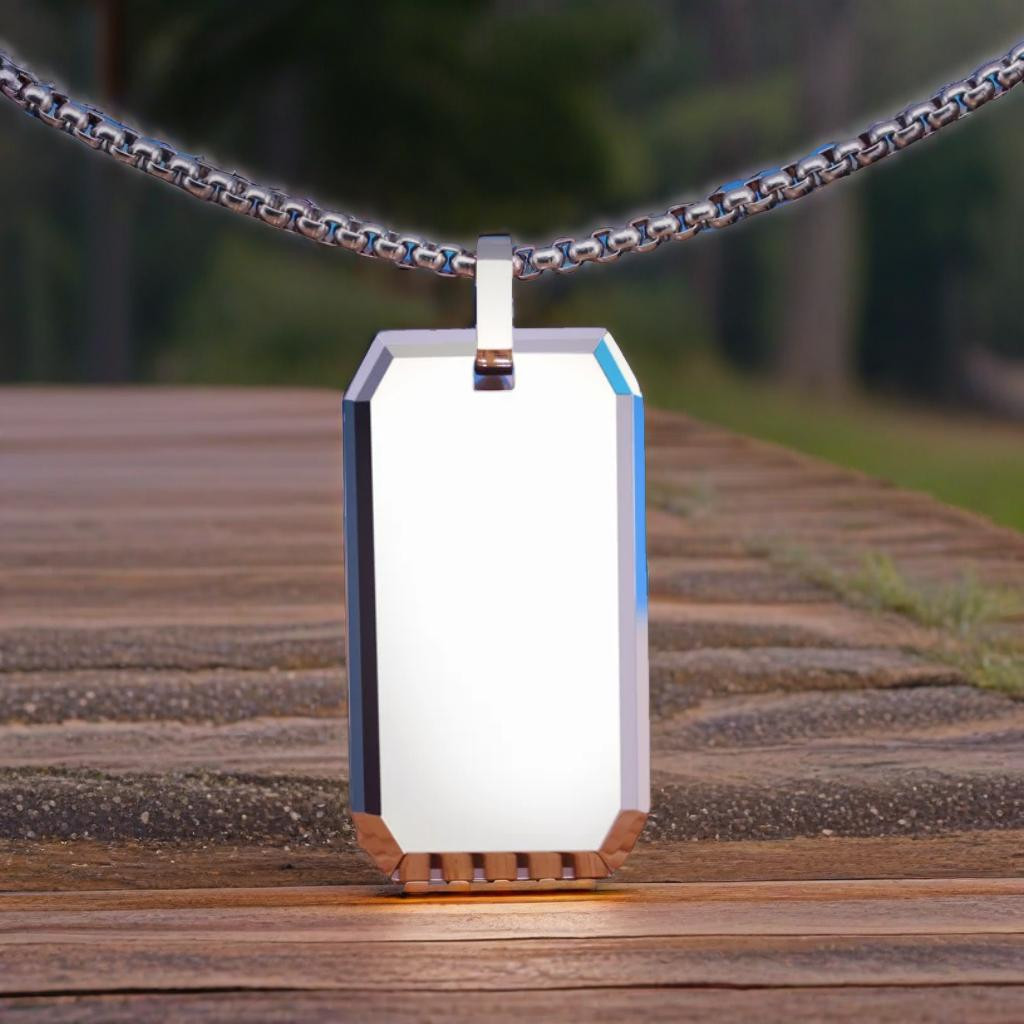 Tungsten Carbide Rectangular Plate Pendant Polished Finish 2497