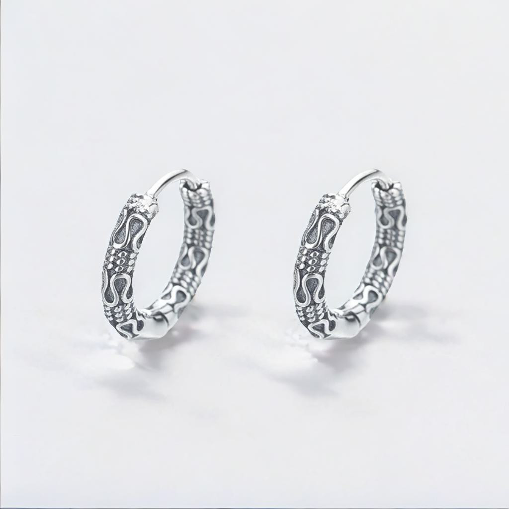 hoop earrings in 925 silver Bali style for men and women 1818