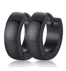 Men's Stainless Steel Black Hoop Earrings
