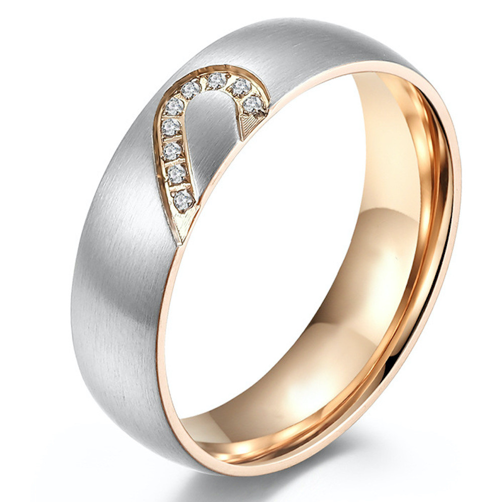 Steel couple ring heart engraving personalized alliance