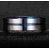 2 Tone Bleu Grooved Cross Tungsten Band RIng