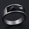 Stainless Steel Blue Faceted Stone Inlay Ring