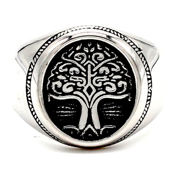 Anillo de hombre de acero caballeroso árbol de la vida celta