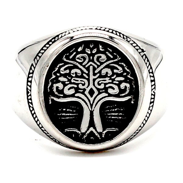 Celtic tree of life knightly steel men's ring
