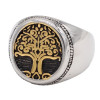 Bague dore homme acier chevaliere arbre de vie celtique