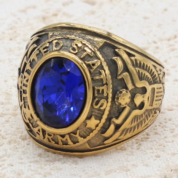 Bague bleue Chevalière Homme Acier