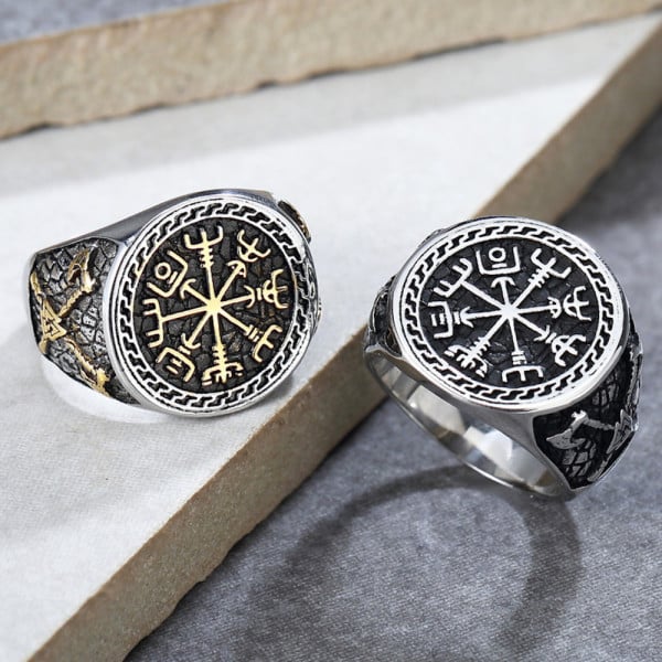 Homme Bague Viking Anti-Stress Homme Acier Inoxydable Avec Runes