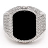 Square black onyx knight steel men's ring