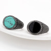 Men's stainless steel turquoise knight ring