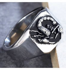 Men's knightly scorpio zodiac stainless steel ring