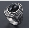 Bague homme chevaliere acier onyx ovale