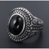 Bague homme chevaliere acier onyx ovale