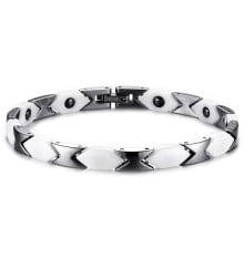 Women's White Ceramic Stainless Steel Links Magnetic Bracelet