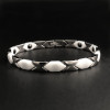 Women's White Ceramic Stainless Steel Links Magnetic Bracelet