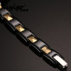 Pulsera de mujer de cerámica negra con baño de oro.