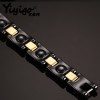 Pulsera de mujer de cerámica negra con baño de oro.