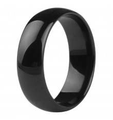 Personalized black ceramic dome alliance ring
