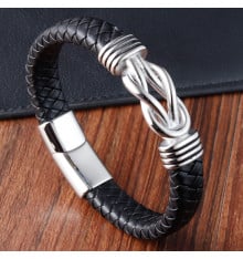 Men's Braided Leather sailor knot Bracelet Stainless Steel Clasp