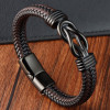 Men's Braided Leather sailor knot Bracelet Stainless Steel Clasp