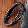 Men's Braided Leather sailor knot Bracelet Stainless Steel Clasp