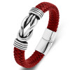 Men's Braided Leather sailor knot Bracelet Stainless Steel Clasp