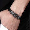 Bracelet homme cuir tresse noir noeud celtique fermoir acier