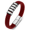 Men's leather bracelet with magnetic steel clasp