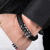 Men's leather bracelet with magnetic steel clasp