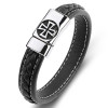 Herrenarmband aus geflochtenem Leder mit Malteserkreuz-Stahlverschluss