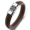 Herrenarmband aus geflochtenem Leder mit Malteserkreuz-Stahlverschluss