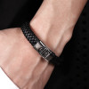 Herrenarmband aus geflochtenem Leder mit Malteserkreuz-Stahlverschluss