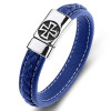 Herrenarmband aus geflochtenem Leder mit Malteserkreuz-Stahlverschluss
