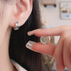 Silver 4-leaf clover hoop earrings