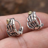 Men's Sterling Silver Skeleton Hand Skull Earrings