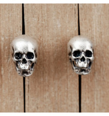 Men's Sterling Silver Skull Stud Earrings
