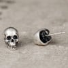 Men's Sterling Silver Skull Stud Earrings