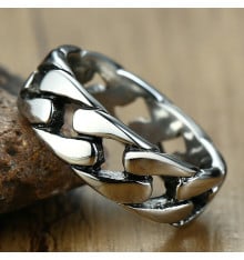 Men's ring with Cuban steel chain ring