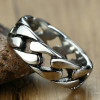 Men's Black Plated Stainless Steel Chain Band Ring