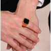 Customizable black onyx steel knight ring for men