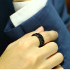 Men's Black Plated Stainless Steel Anti stress Band Ring