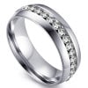 Women's Gold Plated Stainless Steel Polished Band Ring With Cubic ZIrconia Inlay
