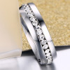 Women's Gold Plated Stainless Steel Polished Band Ring With Cubic ZIrconia Inlay