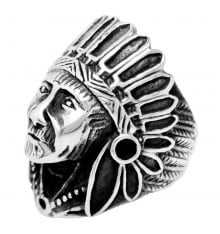 Indian chief knight's silver ring for men